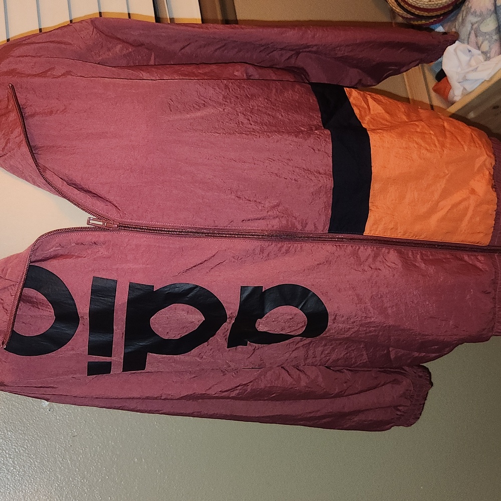 Adidas Maroon and Orange Windbreaker